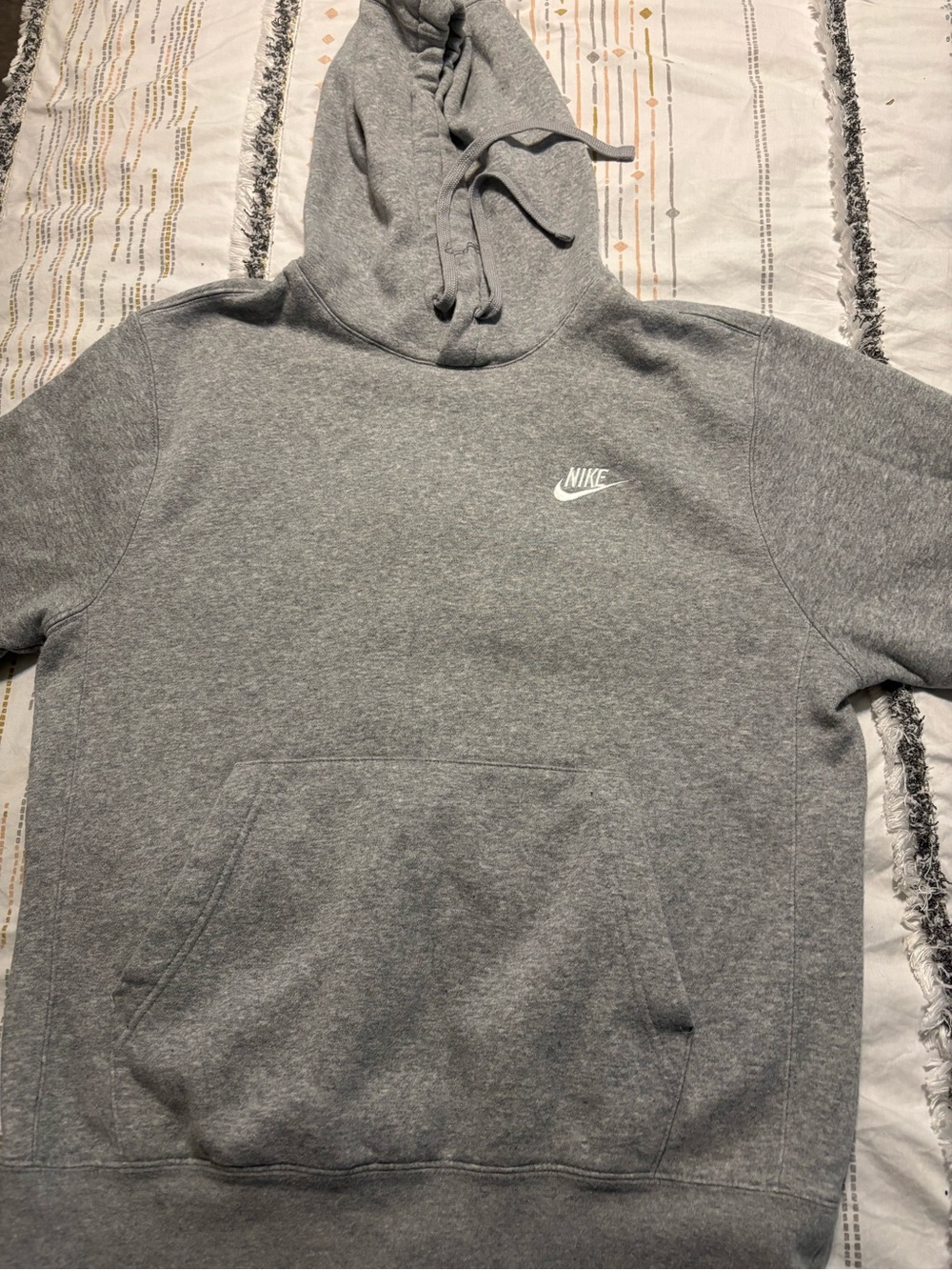 Nike Gray Pullover Hoodie with White Swoosh